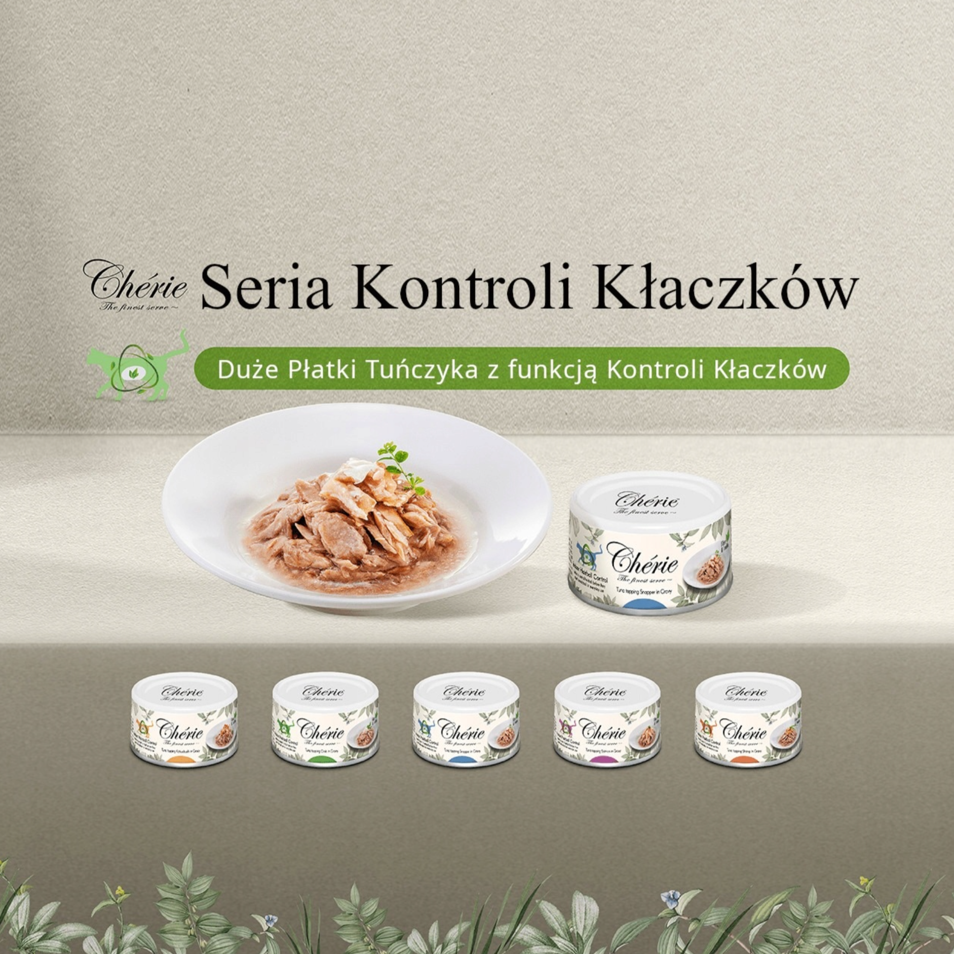 Chérie Hairball Control Tuna topping salmon in gravy 80g.