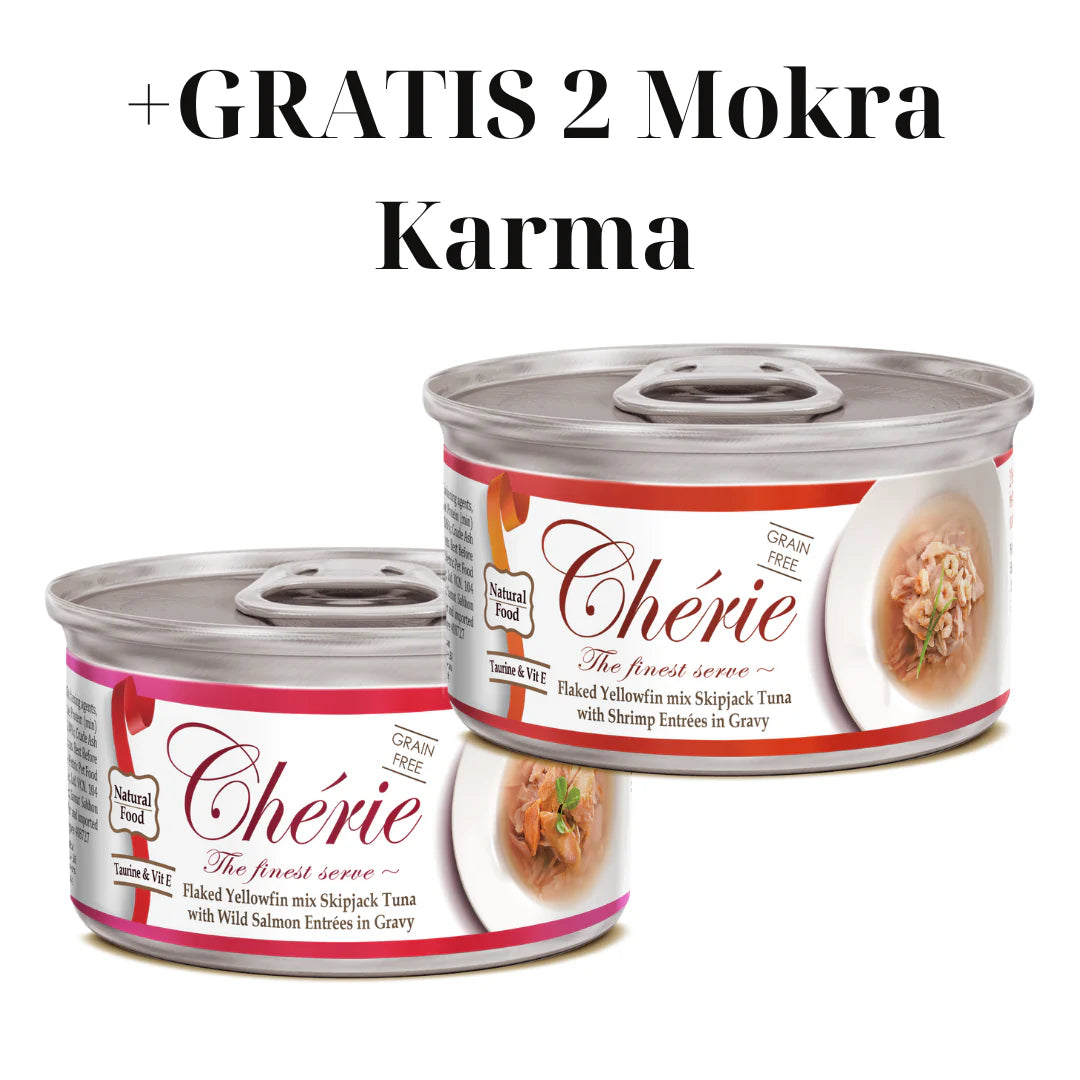 Chérie Dry Food Chicken Entrées 2kg. + Free 2 Cans of Wet Food