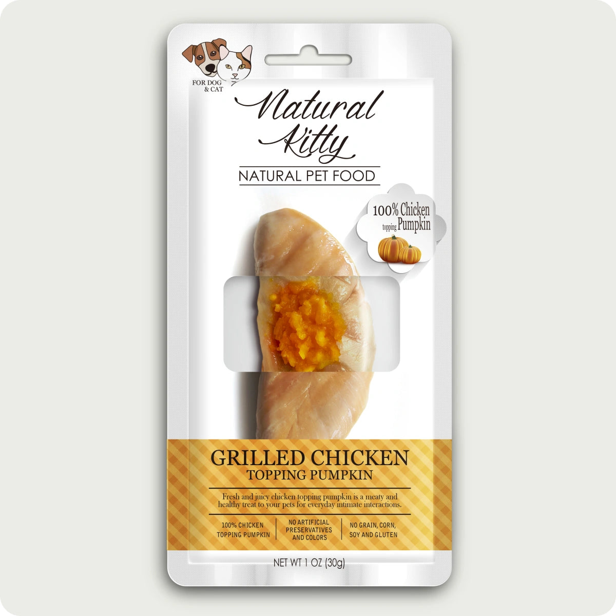 Filetti di gatto naturale Pollo alla griglia con guarnizione di zucca