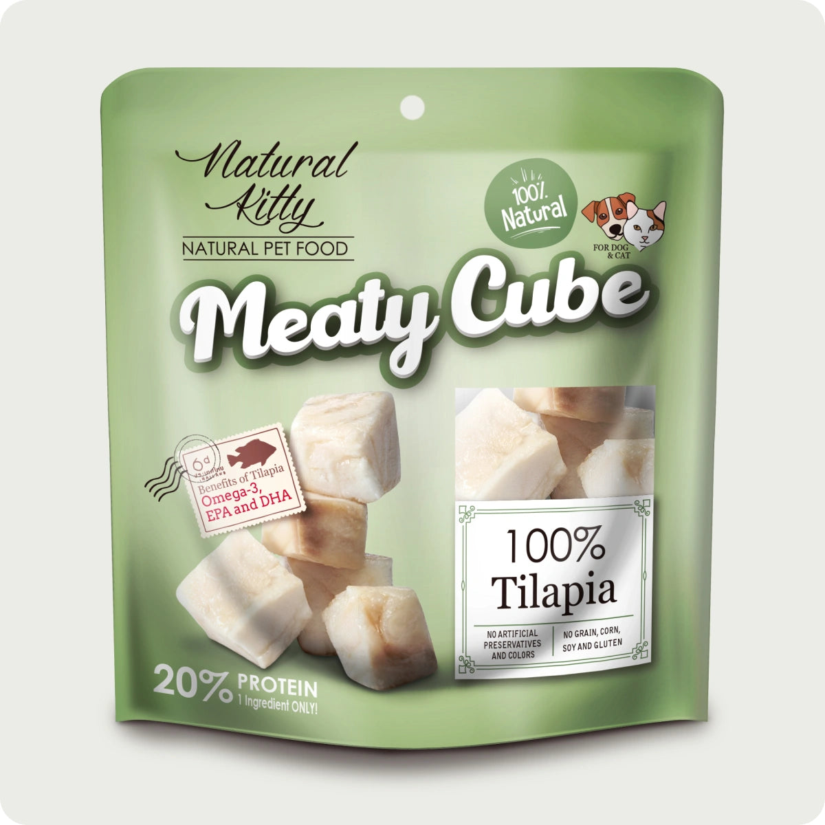 Cubetti di carne Natural Kitty 100% tilapia