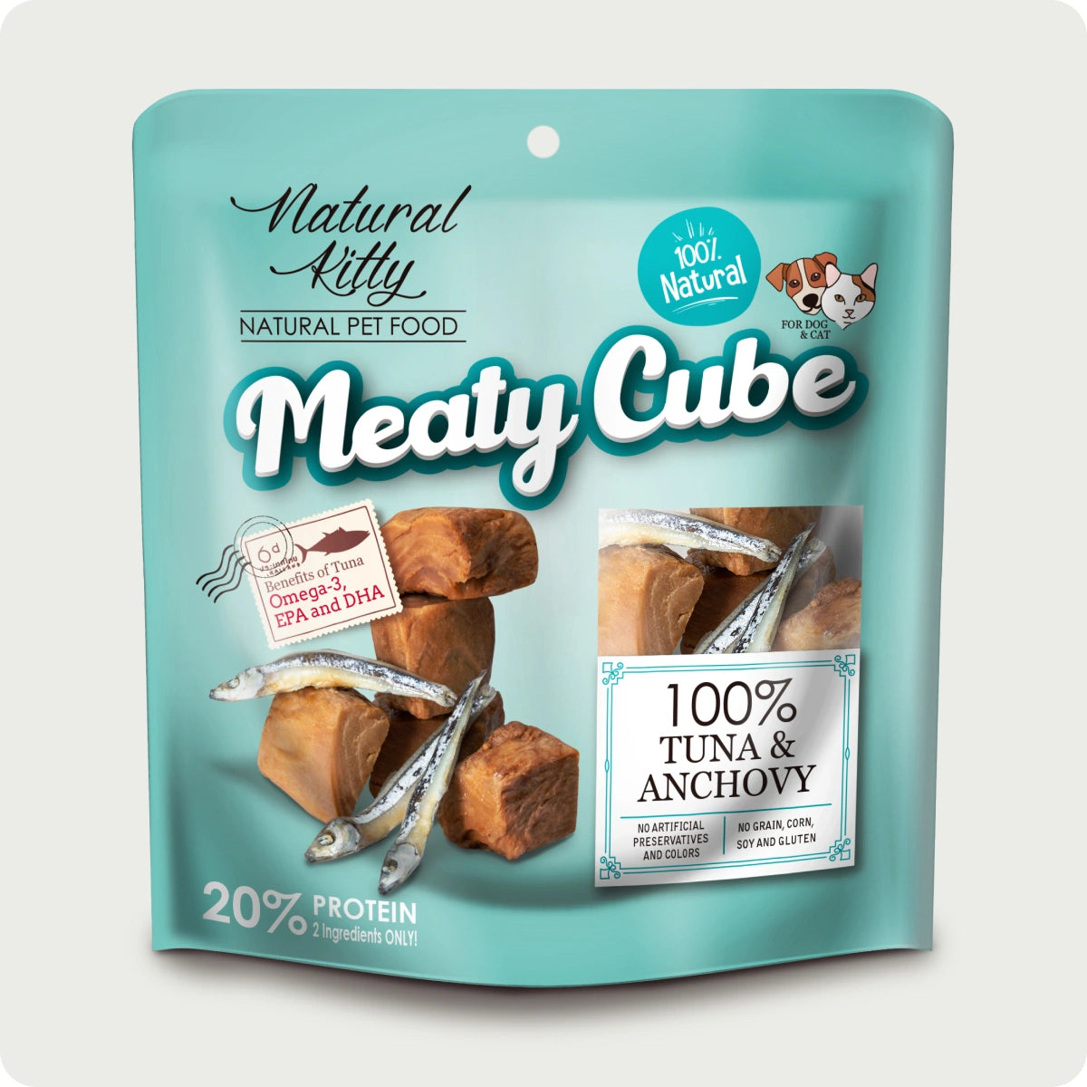 Natural Kitty Meaty Cubes 100% tonno e acciughe