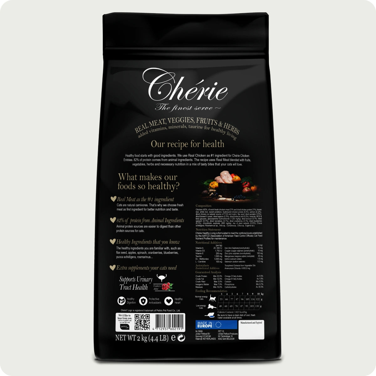 Chérie Dry Food Chicken Entrées 2kg. + Free 2 Cans of Wet Food