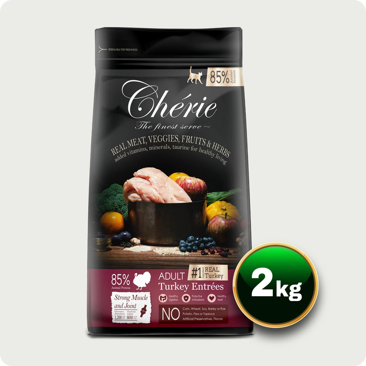 Chérie Cibo secco Tacchino Entrées 2kg. + 2 lattine di cibo umido in omaggio