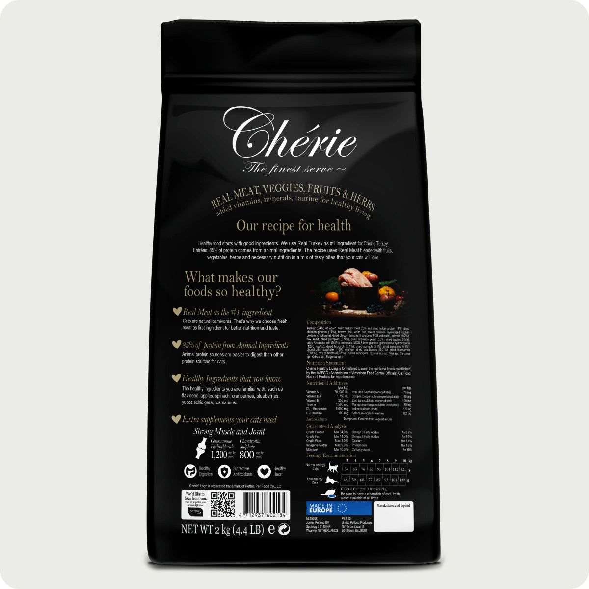Chérie Dry food Turkey Entrées 2kg. + Free 2 Cans of Wet Food