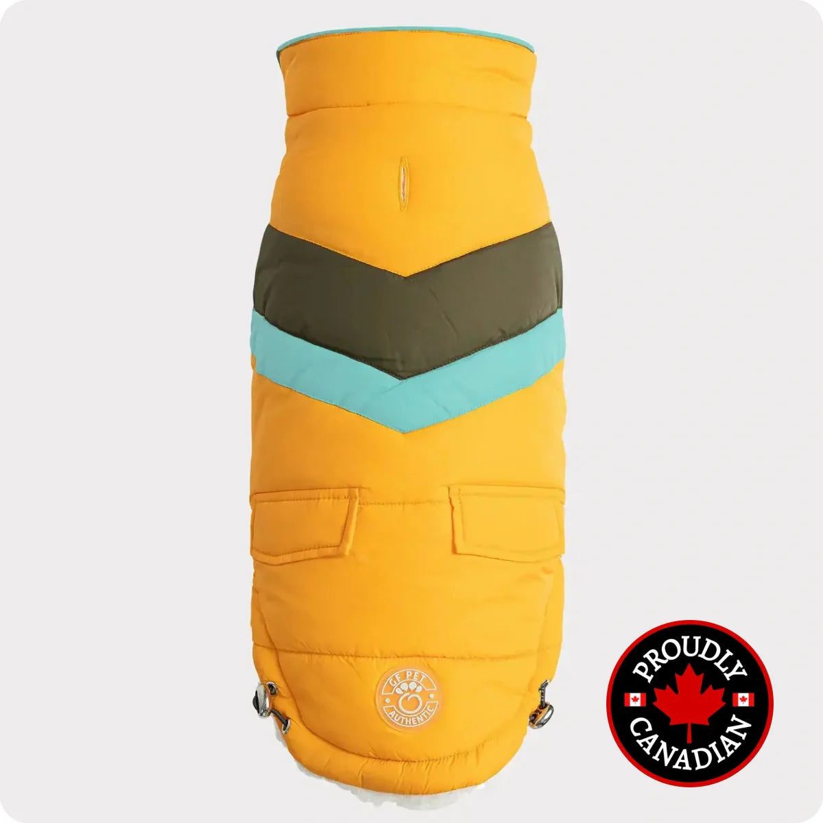 GF PET Alpine Puffer Down Jacket for Dogs with Elasto-Fit™, Yellow, Waterproof and Windproof, Comfortable and Warm