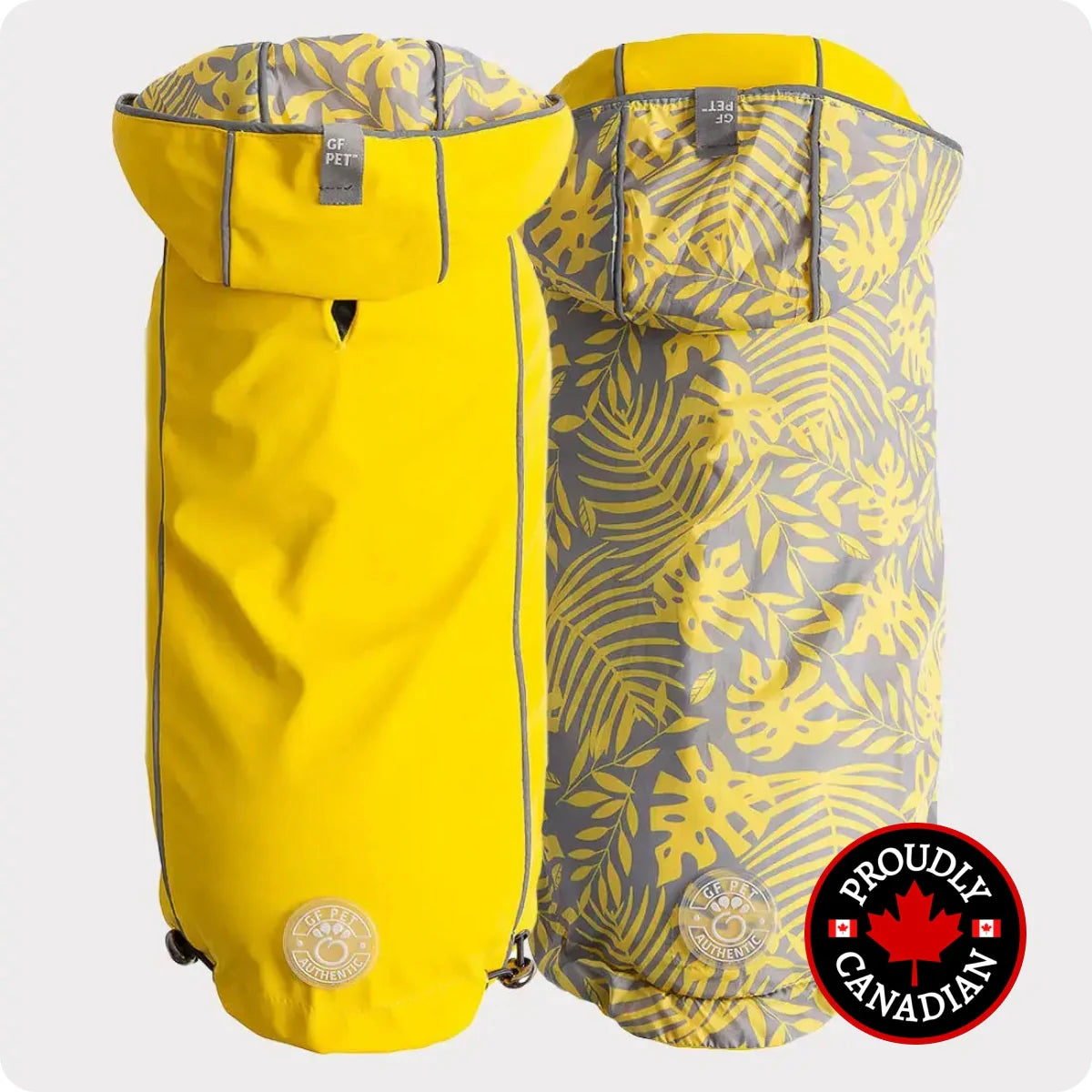 Dog Raincoat – GF PET Reversible Raincoat with Elasto-Fit™ – Yellow, Waterproof & Windproof, Comfortable & Warm