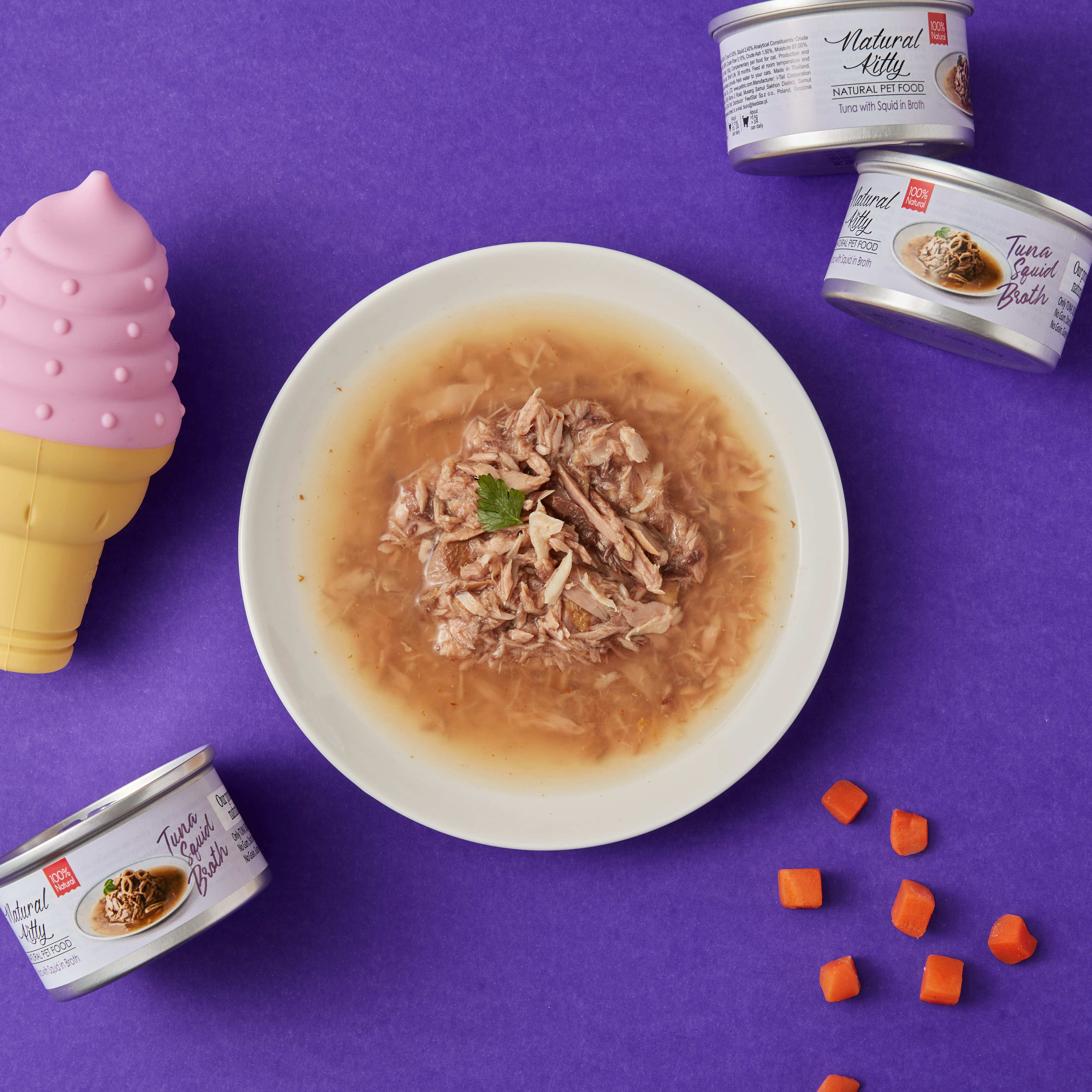 Serie Natural Kitty Broth Tonno con Calamari in Brodo