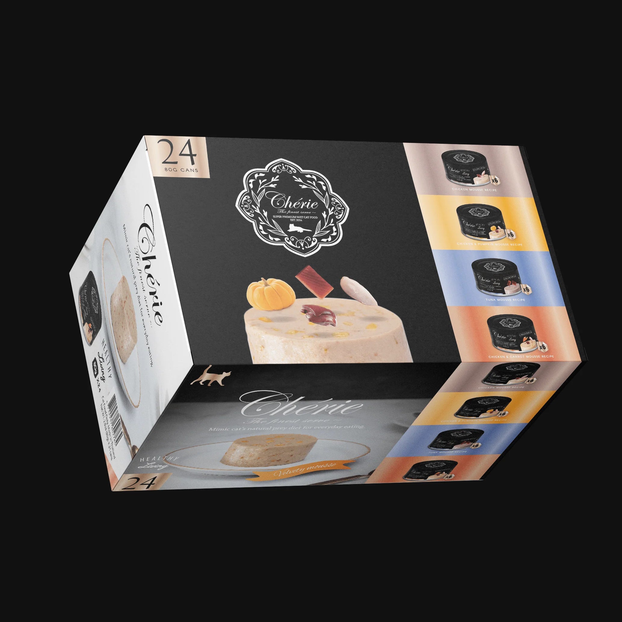 PROMOTION (20+4) Chérie Velvet Mousse Collection Set 24 szt. x 80 g. + Free 2 Meaty Cubes